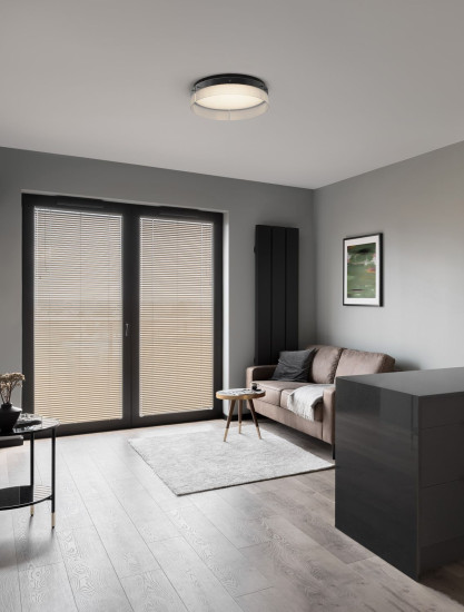 Nova Luce PAULINE LED Deckenleuchte Schwarz 48W Warmweiss 15x55cm dimmbar 9695264