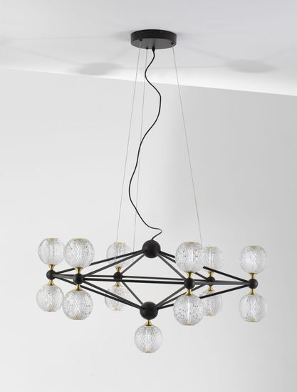 Nova Luce BELINDA LED Pendelleuchte Schwarz 53W Warmweiss 120x89cm dimmbar 9695400