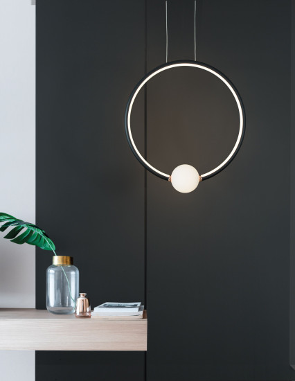 Nova Luce CELIA LED Pendelleuchte Schwarz 29W Warmweiss 43x10x120cm dimmbar 9820605