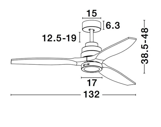 Nova Luce NATURE LED Ventilator Weiß 12W Warmweiss 38,5 - 48x132cm 9952314
