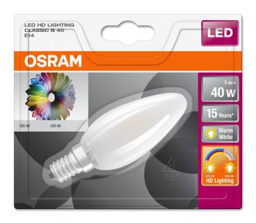 Osram HD Lighting E14 LED Kerze 5W 470Lm warmweiss matt