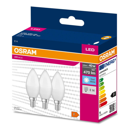 OSRAM LED VALUE CLASSIC B 40 4.9WE14 Lampe 470lm 4000K neutralweiss wie 40W 4058075476134