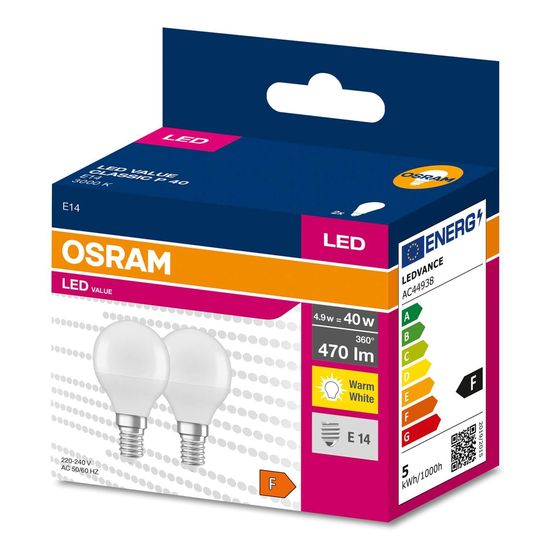 OSRAM LED VALUE CLASSIC 40 4.9WE14 Lampe 470lm 3000K warmweiss wie 40W 4058075627147