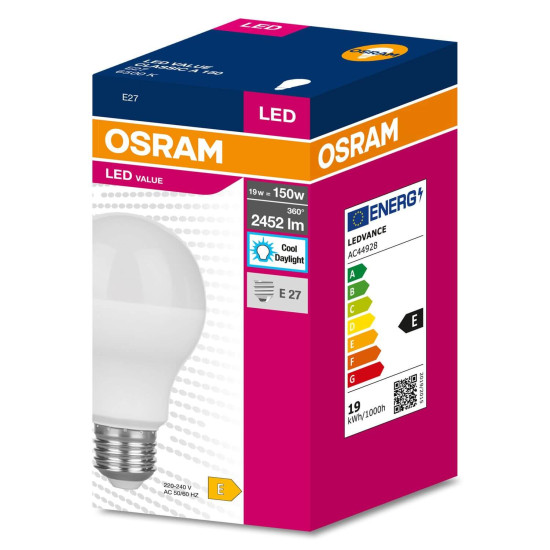 OSRAM LED VALUE CLASSIC A 150 19W E27 Lampe 2542lm 6500K tageslichtweiss wie 150W 4058075634275