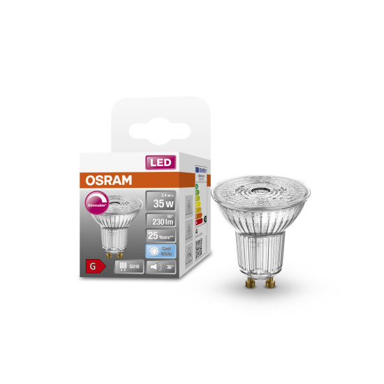 OSRAM LED Spot Strahler Superstar GU10 3,4W 230lm neutralweiss 4000K 36° dimmbar 90Ra wie 35W 4058075797666
