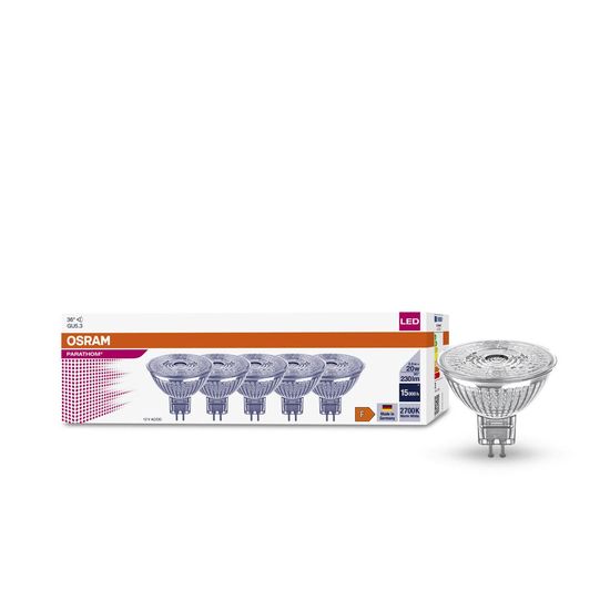 5er-Pack OSRAM PARATHOM MR16 20 36 ° 2.6W GU5.3 Spot, Strahler 230lm 2700K warmweiss wie 20W 4099854042768