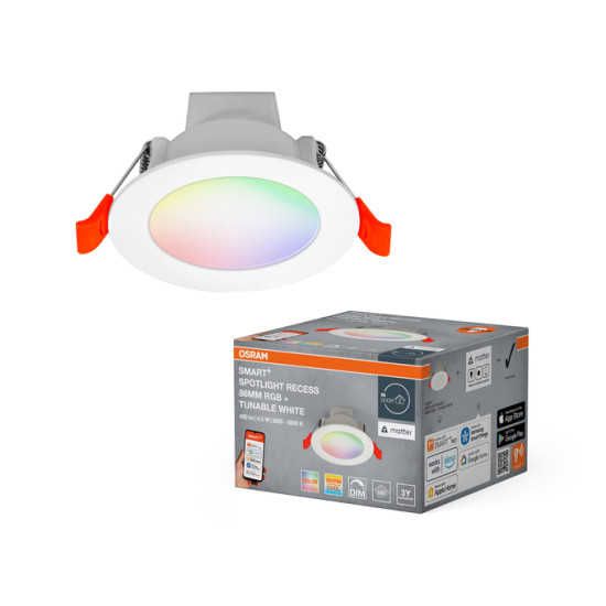 OSRAM SMART+ MATTER SPOT LED Einbauleuchte, Einbaustrahler 8,6cm 100° 4,5W dimmbar 4099854475719