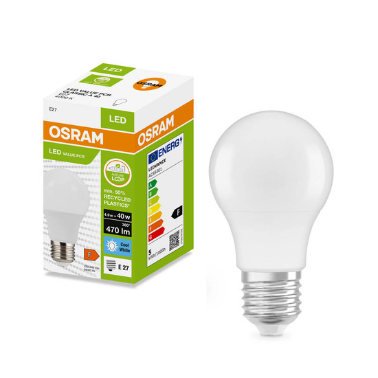 OSRAM LED Lampe E27 Classic matt A40 4.9W 470lm Neutralweiss 4000K wie 40W 4099854530227