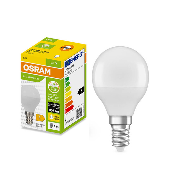 OSRAM LED Lampe E14 Classic matt P60 6.5W 806lm Warmweiss 2700K wie 60W 4099854533655