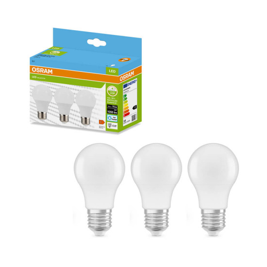 3er-Pack OSRAM LED Lampe E27 Classic matt A75 10W 1055lm Tageslichtweiss 6500K wie 75W 4099854533952