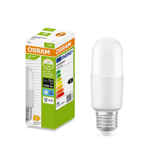 OSRAM LED Lampe Stabform E27 Stick matt 9.5W 1055lm Neutralweiss 4000K wie 75W 4099854535451