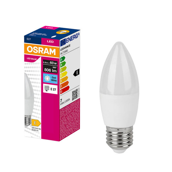 OSRAM LED Kerze E27 Value Classic B matt B60 6.8W 806lm Neutralweiss 4000K wie 60W 4099854545306
