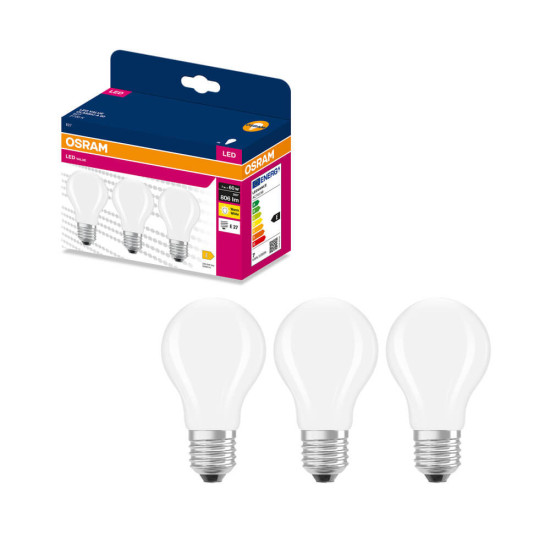 3er-Pack OSRAM LED Lampe E27 Classic Filament matt A60 7W 806lm Warmweiss 2700K wie 60W 4099854555596