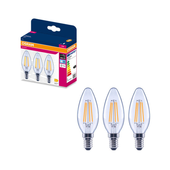 3er-Pack OSRAM LED Kerze E14 Classic Filament B60 7W 806lm Neutralweiss 4000K wie 60W 4099854557163