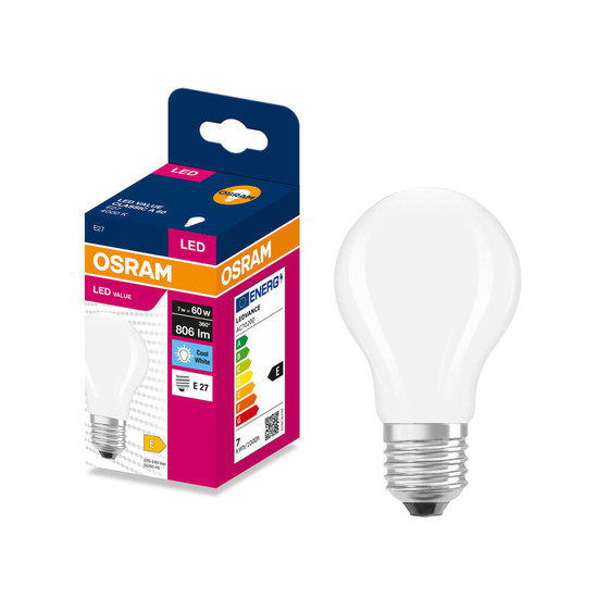 OSRAM LED Lampe E27 Classic Filament matt A60 7W 806lm Neutralweiss 4000K wie 60W 4099854566776