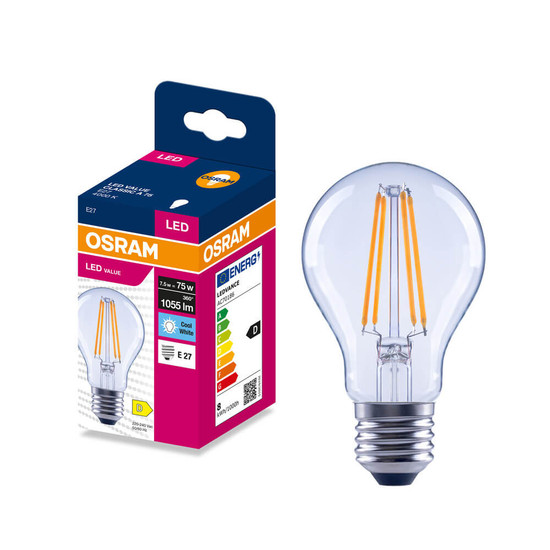 OSRAM LED Lampe E27 Classic Filament A75 7.5W 1055lm Neutralweiss 4000K wie 75W 4099854566813