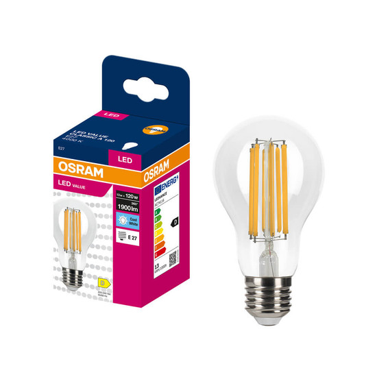OSRAM LED Lampe E27 Classic Filament A120 13W 1900lm Neutralweiss 4000K wie 120W 4099854566998