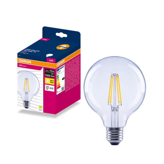OSRAM LED Lampe E27 Globe Filament G95 7.5W 1055lm Warmweiss 2700K wie 75W 4099854570247