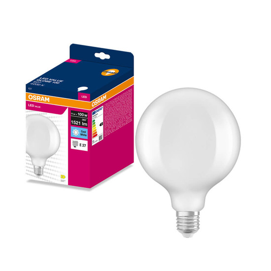 OSRAM LED Lampe E27 Globe Filament matt G125 11W 1521lm Neutralweiss 4000K wie 100W 4099854570384