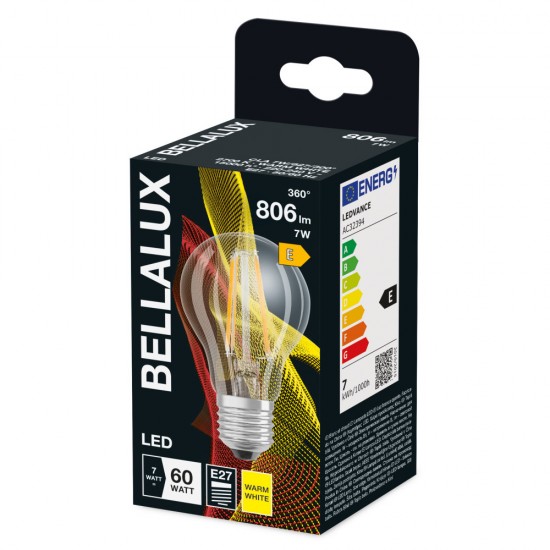 BELLALUX E27 LED Lampe 7W A60 Filament klar warmweiss wie 60W