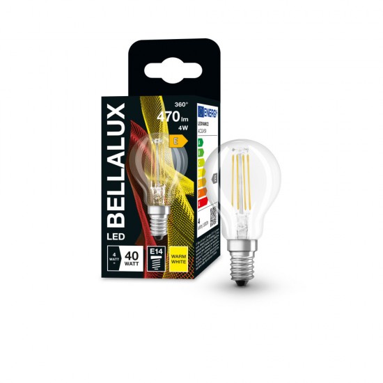 BELLALUX E14 LED Lampe 4W P40 Filament klar warmweiss wie 40W