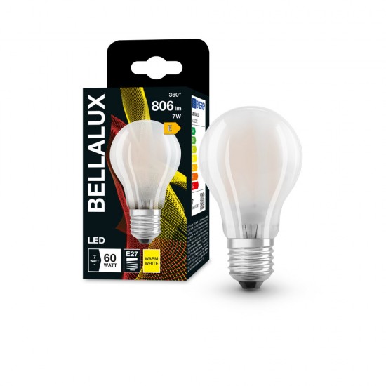 BELLALUX E27 LED Birne 7W A60 Filament matt warmweiss wie 60W