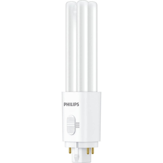 Philips LED Kompaktlampe PL-C G24q-3 4-Pin CorePro EVG + 230V 9,5W 1235lm warm-/neutral-/tageslichtweiss 3000/4000/6500K CCT wie 26W 8721103147561