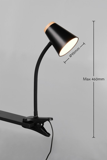 Reality R25831102 Pongo LED Klemmleuchte 4,5W Schwarz warmweiss