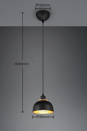 Reality Punch Pendelleuchte E27  ⌀18cm Schwarz Matt Höhenverstellbar