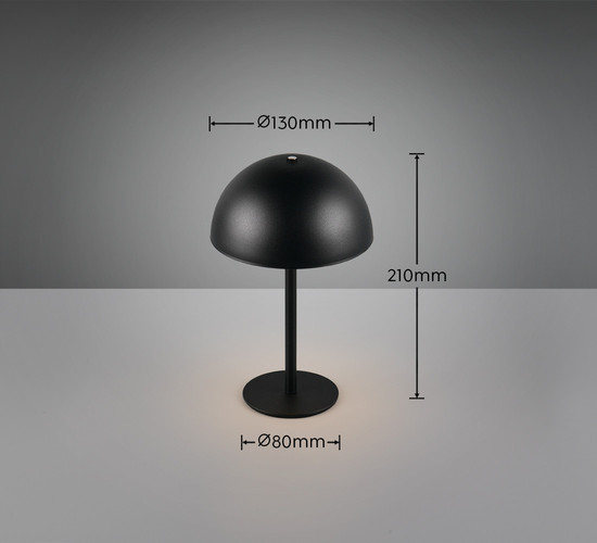 Reality R54891132 Munoz LED Tischleuchte 1,3W ⌀13cm Schwarz Matt warmweiss Touch