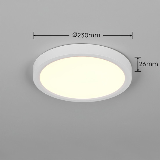 Reality R65891131 Draco LED Deckenleuchte 18W ⌀23cm dimmbar Weiß Matt CCT einstellbare Lichtfarbe