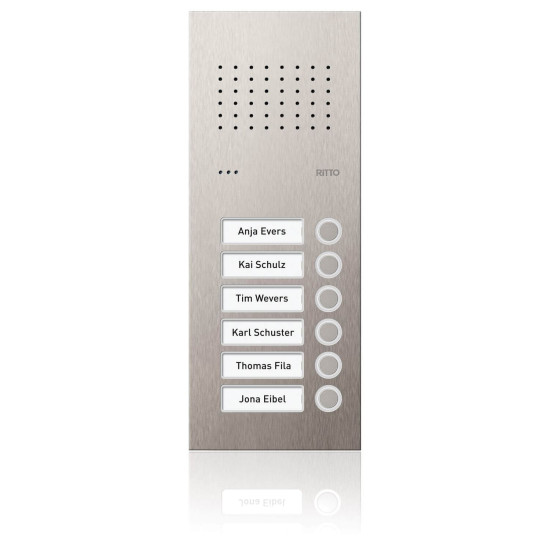 Ritto RGE1810625 Acero pur Edelstahl-Türstation Audio, 6 WE, Edelstahl