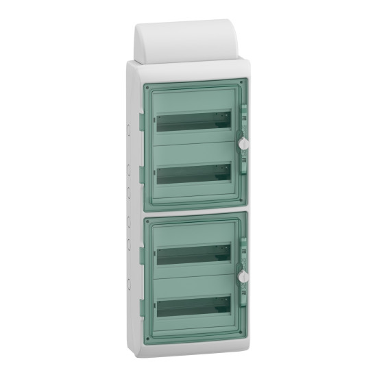 Schneider Electric 13988 Verteiler für Reiheneinbaugeräte, Mureva Feuchtraumverteilertechnik, 4x12 reihen, Steckklemmen