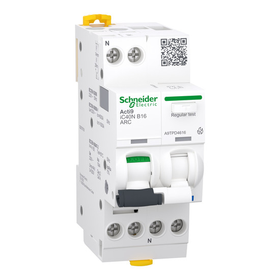 Schneider Electric A9TPD4616 Acti9 iC40N ARC, AFDD (Brandschutzsch.) + LS-Schalter, 1P+N, 16A, B-Charakteristik, 6000A
