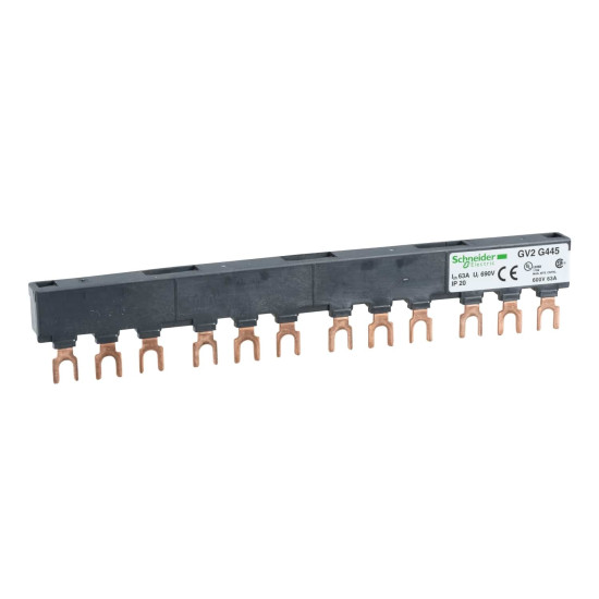 Schneider Electric GV2G445 Drehstrom-Sammelschienensystem, 63A, 4Abgangsstellen, 45mm Abstand