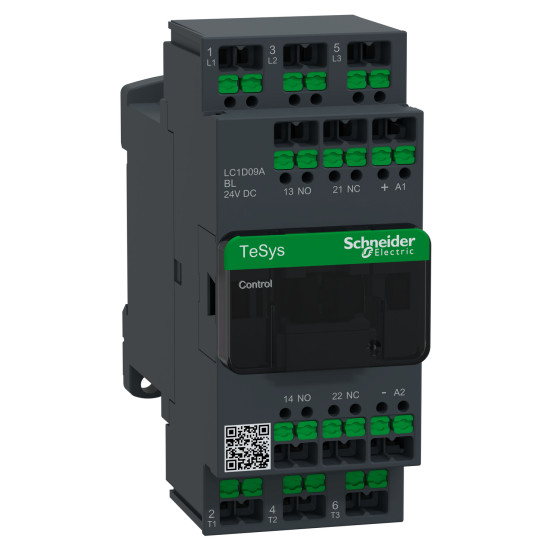 Schneider Electric LC1D09ABL Leistungsschütz LC1D 3p, +1S+1Ö, 4 kW, 9 A, 400 V AC3, Spule 24 V DC geringe Leistungsaufnahme, SnapIN