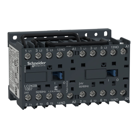 Schneider Electric LC2K0910E7 Wendeschützkombination, 3p+1S, 4kW/400V/AC3, 9A, Spule 48V 50/60Hz