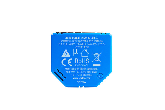 Shelly 1 Gen4 - Smarter Multiprotokoll-Schaltaktor, WLAN, Zigbee, Matter, potenzialfrei, BT