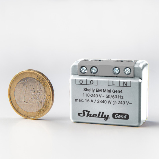 Shelly EM Mini Gen4 - Kompakter Energiemesser, Multiprotokoll/Matter, 1 Kanal WLAN, Zigbee, BT