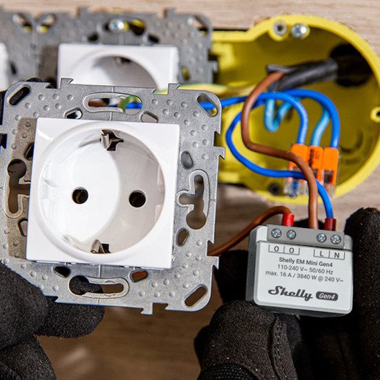 Shelly EM Mini Gen4 - Kompakter Energiemesser, Multiprotokoll/Matter, 1 Kanal WLAN, Zigbee, BT