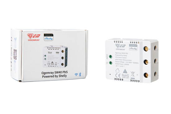 Shelly Ogemray Smart Relay - Hochleistungs-Schaltaktor, 25A bis 6000W mit Strommessung