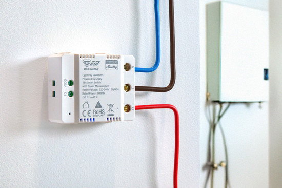 Shelly Ogemray Smart Relay - Hochleistungs-Schaltaktor, 25A bis 6000W mit Strommessung