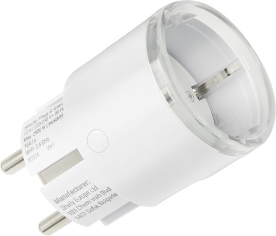 Shelly Plug S Gen3, Matter - Smarte Steckdose, Weiß, Zwischenstecker WLAND, BT, Matter