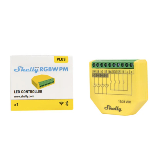 Shelly Plus RGBW PM - WLAN LED-Controller, RGBW, 12/24V, LED Lichtcontroller BT