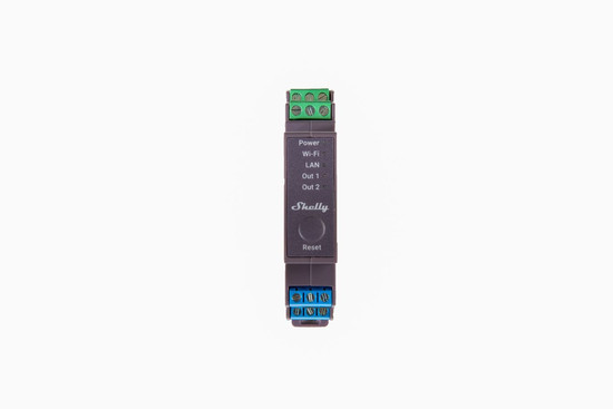 Shelly Pro 2 - 2-Kanal DIN-Schienen Relais, WLAN, LAN, potenzialfrei