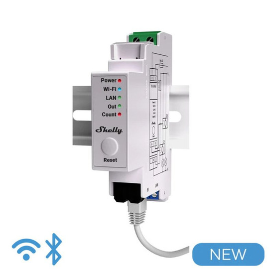 Shelly Pro EM-50 - 2-Kanal Energiezähler, inkl. 2x 50A Wandler, LAN