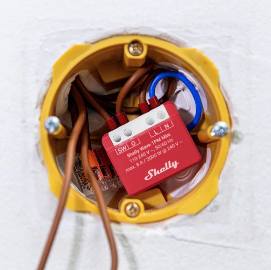 Shelly Wave 1PM Mini, Long Range - Kompakter Z-Wave Aktor mit Messfunktion