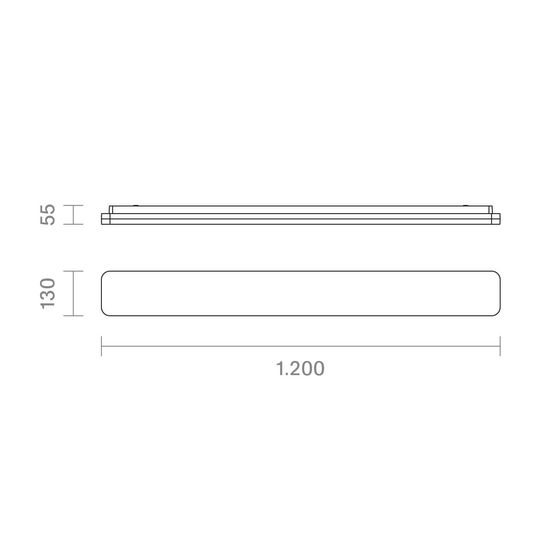 SIGOR LED Aufbauleuchte Plank 1200mm silber dimmbar Deckenleuchte 38/29W 3000/4000K IP54 120° 3200/4200lm Steuerbare Lichtfarbe