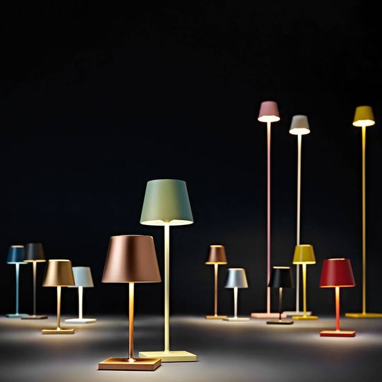 SIGOR Akku-Tischleuchte Nuindie mini 25cm silberfarben 2,2W FlexMood 2200K/2700K IP54 Ra85 dimmbar