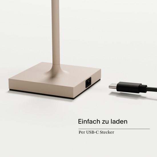 SIGOR Akku-Tischleuchte Nuindie USB-C 38cm dünenbeige 2,2W FlexMood 2200K/2700K IP54 Ra85 dimmbar